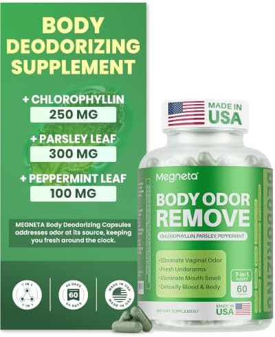 MEGNETA Chlorophyll Capsules Body Odor Supplement for Women and Men 60 Count