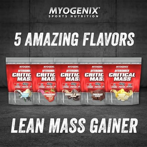 Myogenix Critical Mass Gainer – Muscle Mass Weight Gain Supplement, Zero Lactose Whey Protein Powder – Anabolic Whey Protein – Chocolate Milkshake (6.01 lbs)