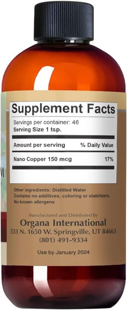 NutriNoche Organa Pure Crystalline Liquid Copper Supplement  30 PPM  High Absorption Copper