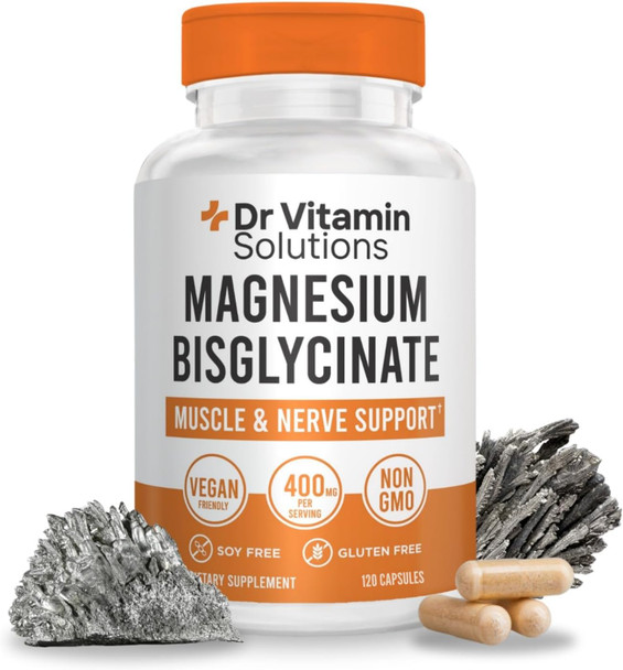 DR VITAMIN SOLUTIONS Magnesium Bisglycinate 400mg Glycinate Chelate High Absorption
