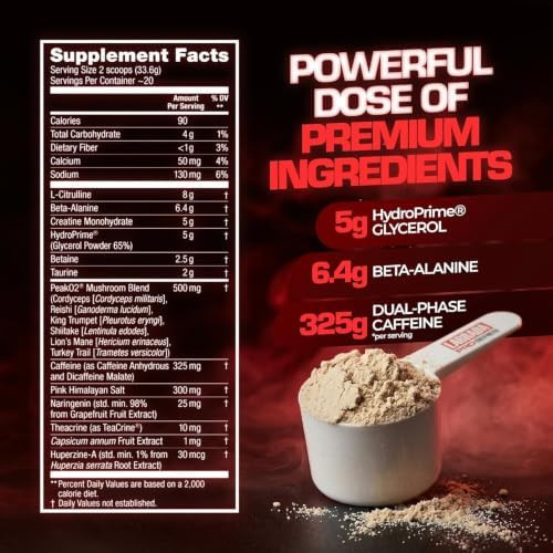 Labrada Pro Series Super Charge Pre-Workout Powder for Men & Women – 8g L-Citrulline, 5g Creatine, 325mg Caffeine, PeakO2® & TeaCrine® – Energy, Pump & Endurance - 23.7 Ounce