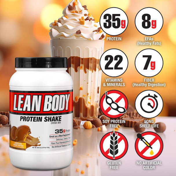 LABRADA Nutrition – Lean Body High Protein Meal Replacement Shake, Whey Protein Powder for Weight Loss and Muscle Growth - 2.47LB Tub
