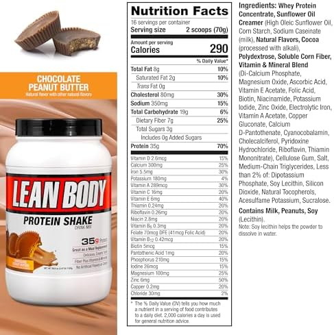 LABRADA Nutrition – Lean Body High Protein Meal Replacement Shake, Whey Protein Powder for Weight Loss and Muscle Growth - 2.47LB Tub
