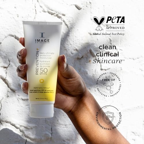 IMAGE Skincare PREVENTION+ Daily Ultimate Protection Moisturizer SPF 50 Face Sunscreen Lotion Zinc Oxide Blendable with No White Cast