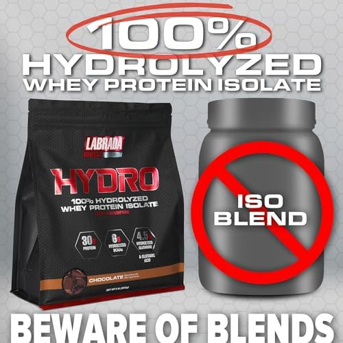 Labrada Hydro 100% Pure Hydrolyzed Whey Protein Isolate Powder, Lactose Free, Glutamine, Fastest Digesting Whey Available, Instant Mixing, Delicious Taste 47 Servings 4lb