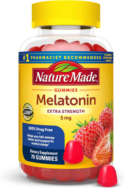 Nature Made Melatonin 5mg Adult Melatonin Gummies, 70 Gummies - Dreamy Strawberry