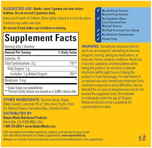Nature Made Melatonin 5mg Adult Melatonin Gummies, 70 Gummies - Dreamy Strawberry