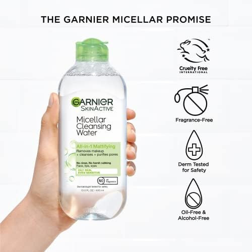 Garnier Micellar Water for Oily Skin Facial Cleanser & Makeup Remover  Mattifying For All Skin Types  Vegan Cruelty