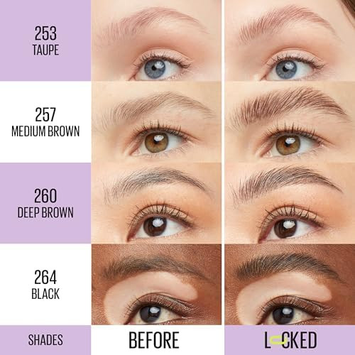 Maybelline Super Lock Brow Glue Eyebrow Gel  Lightweight and Waterproof Tinted Brow Gel For Up To 24HR Hold