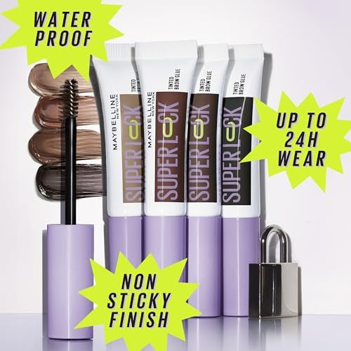 Maybelline Super Lock Brow Glue Eyebrow Gel  Lightweight and Waterproof Tinted Brow Gel For Up To 24HR Hold