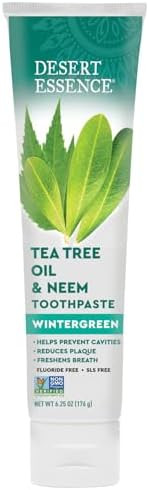 Desert Essence Tea Tree Oil and Neem Toothpaste Wintergreen  6.25 oz