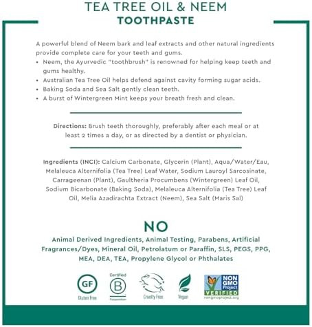 Desert Essence Tea Tree Oil and Neem Toothpaste Wintergreen  6.25 oz