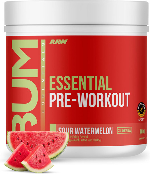 RAW Essential Pre-Workout Powder - Chris Bumstead Sports Nutrition Supplement for Men & Women - Preworkout Energy Powder with Caffeine, L-Citrulline, L-Tyrosine, & Beta Alanine Blend