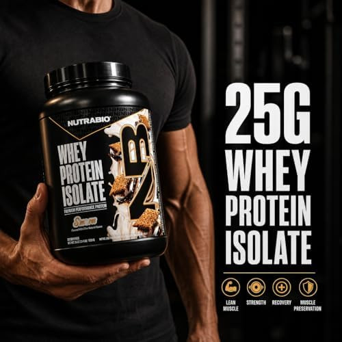 NutraBio 100% Whey Protein Isolate Protein Powder, 25g Protein with Complete Amino Acid Profile, Non-GMO, Soy & Gluten Free, Low Carb, Low Calorie - 50 Servings
