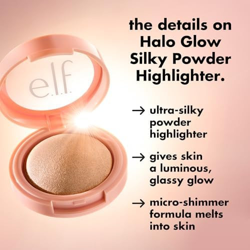 e.l.f. Halo Glow Silky Powder Highlighter  Long Lasting Luminous Face Finish  Cake Resistant With Micro-Shimmer Vegan & Cruelty