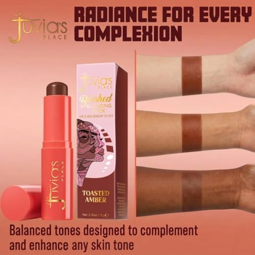 Juvia's Place Blushed Blonzing Stick Toasted Amber 2 in 1 Cream Bronzer & Blush Stick for Face Buildable Blendable Formula for a Sculpted Radiant Glow