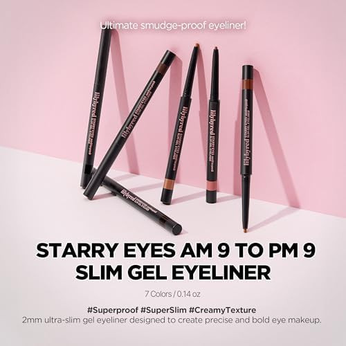 lilybyred Starry Eyes Am9 to Pm9 Slim Gel Eyeliner | Korean Ultra-Slim 2mm Gel Eyeliner, Intense Color Payoff, Creamy Formula, Easy Blending, Smudge-Proof, Long-Lasting
