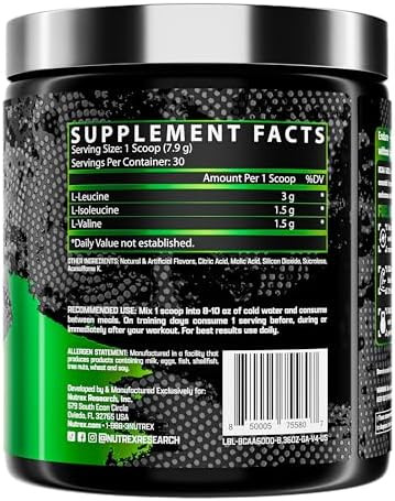 Nutrex Research - BCAA Powder 6000 Amino Acid - 6 Grams of BCAAs Amino Acids Supplement for Post Workout Recovery & Muscle Growth - Amino Energy Workout Recovery Drink  - 30 Servings