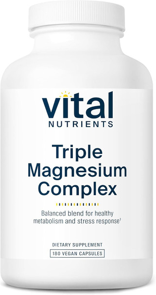 Vital Nutrients Triple Magnesium Complex Supplement  Vegan Magnesium Glycinate Malate & Oxide 250mg  Easily Absorbed Magnesium Supplement for Stress Muscle Heart Bone Support