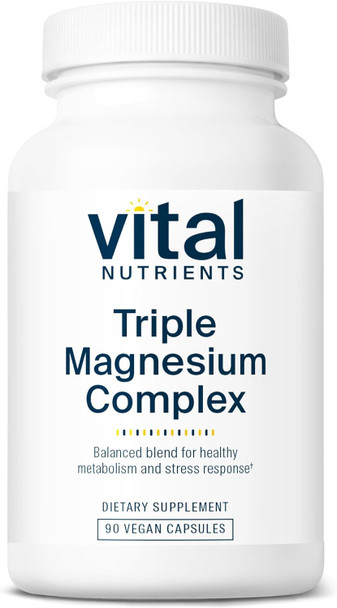Vital Nutrients Triple Magnesium Complex Supplement  Vegan Magnesium Glycinate Malate & Oxide 250mg  Easily Absorbed Magnesium Supplement for Stress Muscle Heart Bone Support
