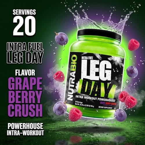 NutraBio Leg Day Intra Workout Powder – Advanced Carb Supplement with Cluster Dextrin & Electrolytes – Carb Powder with EAAs/BCAAs – Cyclic Dextrin for Performance –  20 Servings