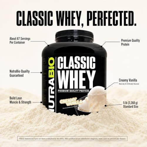NutraBio Classic Whey Protein Powder - 5 Pounds
