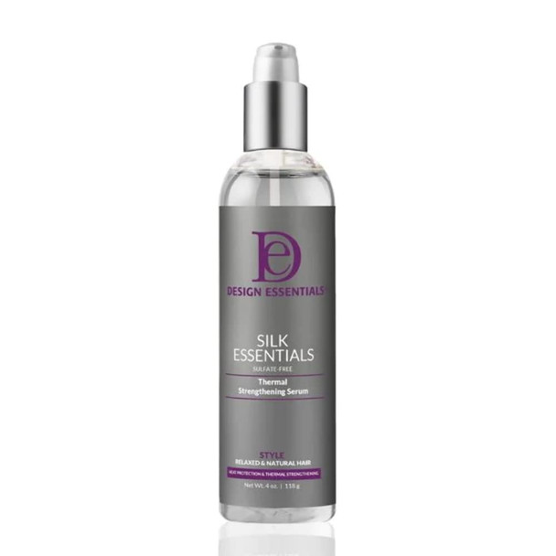 Design Essentials Silk Essentials Thermal Strengthening Serum, for Salon Perfect Weightless Thermal Styles  4 FL O.z  Clear