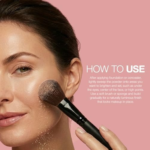Palladio 4 Ever+Ever Mattifying Loose Setting Powder, Brighten Dark Circles, Lightens, and Creates a Look Of Luminosity, Soft, Radiant Finish All Day Wear, (Brightening Powder)
