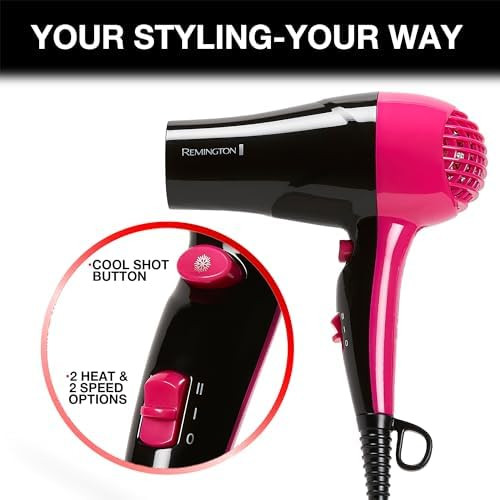 Remington Compact Styler, Portable Hair Dryer, 1875W, 2 Heat Settings1 Count (Pack of 1)