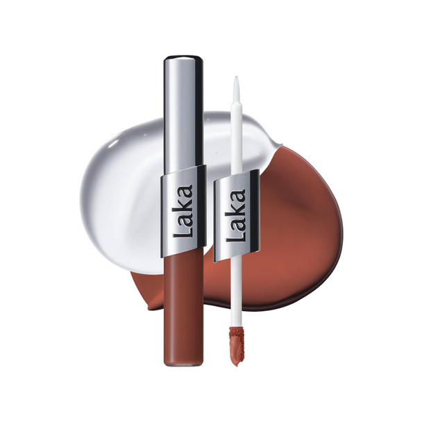Laka Perfect Twin Lip Dual Ended Matte Liquid Lipstick & Clear Gloss Transfer Proof Color High Pigmented Lightweight Non Sticky Korean Makeup