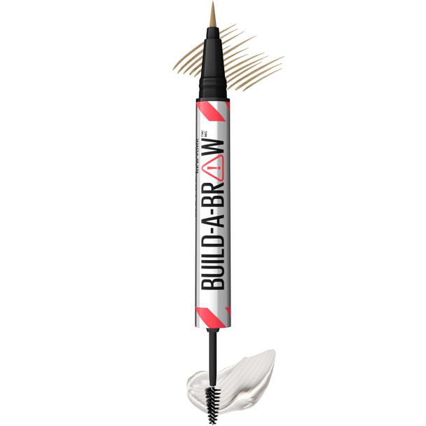 Maybelline Build-A-Brow 2-in-1 Brow Pen and Sealing Eyebrow Gel, Eyebrow Makeup for Real-Looking, Fuller Brows, Ash Brown, 1 Count