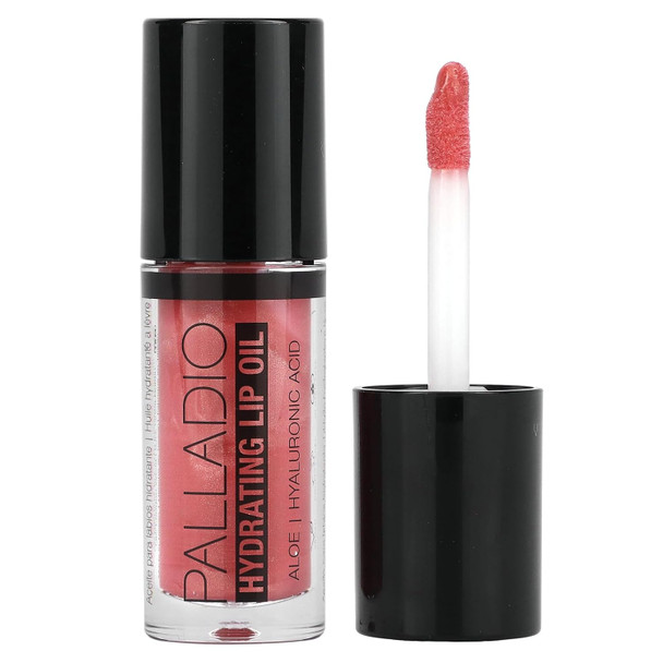 Palladio Hydrating Lip Oil Infused with Hyaluronic Acid, Non-Sticky Formula, Subtle shine with tinted sheer color, liquid lipstick, prevents chapped lips, Vegan & Cruelty-Free | 0.13 Oz