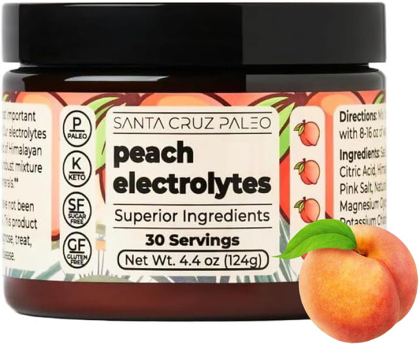 Santa Cruz Paleo Electrolyte Powder Sugar Free Hydration Drink Mix with Himalayan Pink Salt Sea Salt  Magnesium Glycinate, Potassium Chloride, Sweetened with Stevia 30 Servings