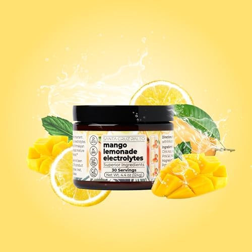 Santa Cruz Paleo Electrolyte Powder Sugar Free Hydration Drink Mix with Himalayan Pink Salt Sea Salt  Magnesium Glycinate, Potassium Chloride, Sweetened with Stevia 30 Servings