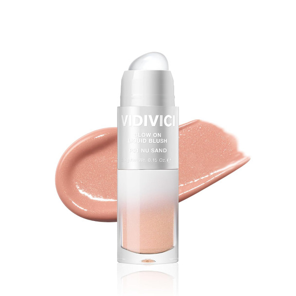 VIDIVICI Glow On Liquid Blush for Cheeks Korean Beauty Buildable Formula Natural Dewy Flush Dual-Tip Silicone Applicator 5g (0.17 Fl Oz)