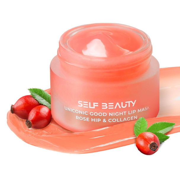 Self Beauty Lip Mask, Vegan Lip Balm, Daily Lip Moisturizer, Overnight Hydrating Lip Treatment with Vitamin C, Lip Scrub Exfoliator Intensive Lip Repair, 0.51fl.oz