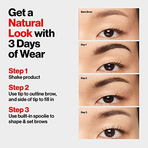 Revlon ColorStay 5-in-1 Semi-Permanent Brow Ink with Spoolie Brush, Waterproof, Transfer-Proof, Eyebrow Makeup, Easy to Remove - 0.09 fl oz