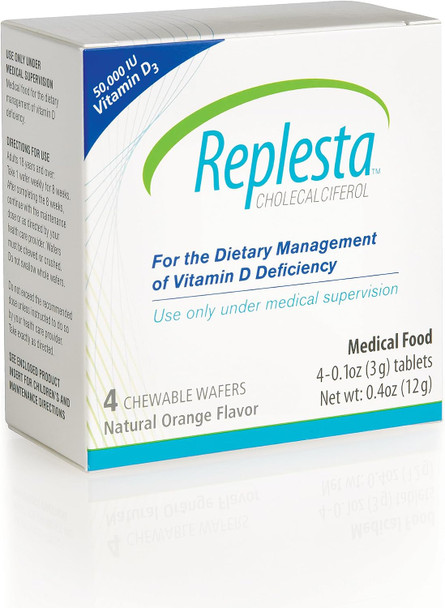 Replesta 50,000 IU Vitamin D3 Cholecalciferol  for Vitamin D Deficiency Once-Weekly Chewable Wafer  Non-GMO