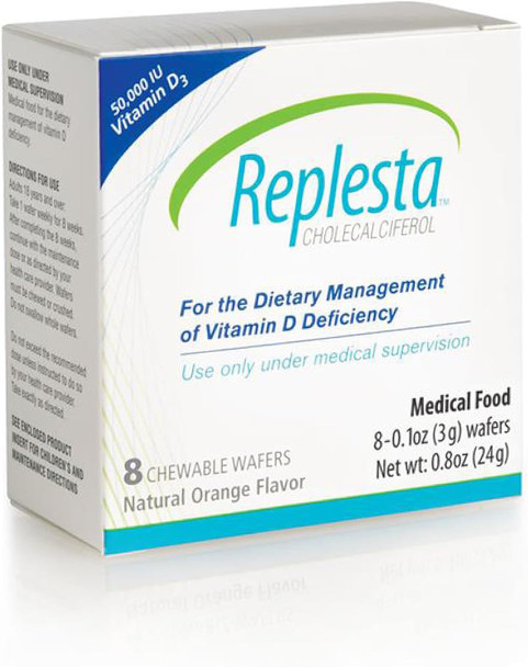Replesta 50,000 IU Vitamin D3 Cholecalciferol  for Vitamin D Deficiency Once-Weekly Chewable Wafer  Non-GMO