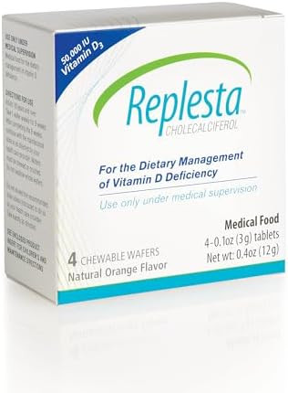 Replesta 50,000 IU Vitamin D3 Cholecalciferol  for Vitamin D Deficiency Once-Weekly Chewable Wafer  Non-GMO