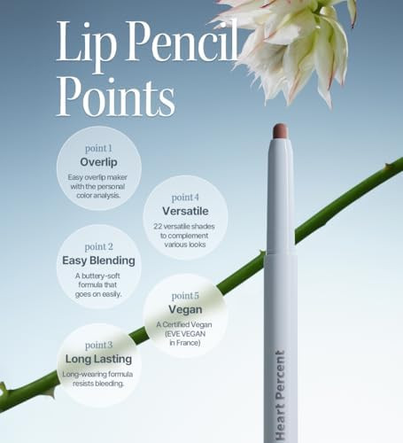 Heart Percent Dote On Mood Lip Liner Pencil Long-Lasting Creamy Lip Crayon Smooth Lipliner Retractable Lipstick Overlip Line Color 0.8g