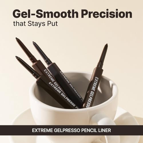 CLIO Extreme Gelpresso Pencil Eyeliner, Gel Smooth Waterproof Formula, High Pigment Color, Smudge Proof Long Wear, Creamy Glide, Tightline Blend Control, Safe for Sensitive Eyes