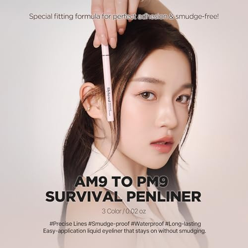 lilybyred Am9 to Pm9 Survival Penliner | Korean Waterproof Liquid Eyeliner with 0.1mm Ultra-Fine Brush Tip, Highly Pigmented, Quick-Drying, Smudge-Proof, Long-Lasting