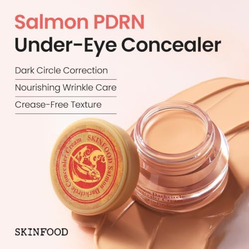 SKINFOOD Salmon PDRN Dark Circle Concealer Cream - 2 Beige, Under Eye Concealer for Dark Spots and Wrinkles, Full Coverage, Stocking Stuffer