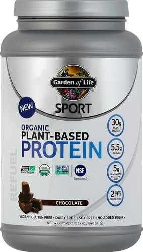 Garden of Life Organic Vegan Protein Powder with Probiotics, BCAAs, NSF Certified, Gluten Free & Sport, Non GMO, Sport Protein Powder, 19 Servings, Chocolate (Pack of 6)