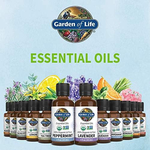 Garden of Life Essential Oil, USDA Organic and  Pure Clean, Undiluted and Non-GMO, for Diffuser  Aromatherapy, Meditation, Cleansing, Relaxing, Calming, Lemongrass