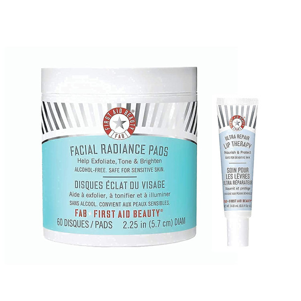 First Aid Beauty Bundle: Facial Radiance Pads (60 ct) and Ultra Repair Lip Therapy