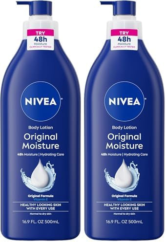 NIVEA Original Moisture Body Lotion with Vitamin E 48-Hour Body Moisturizer for Normal to Dry Skin,16.9 Fl Oz Pump Bottle Pack of 2