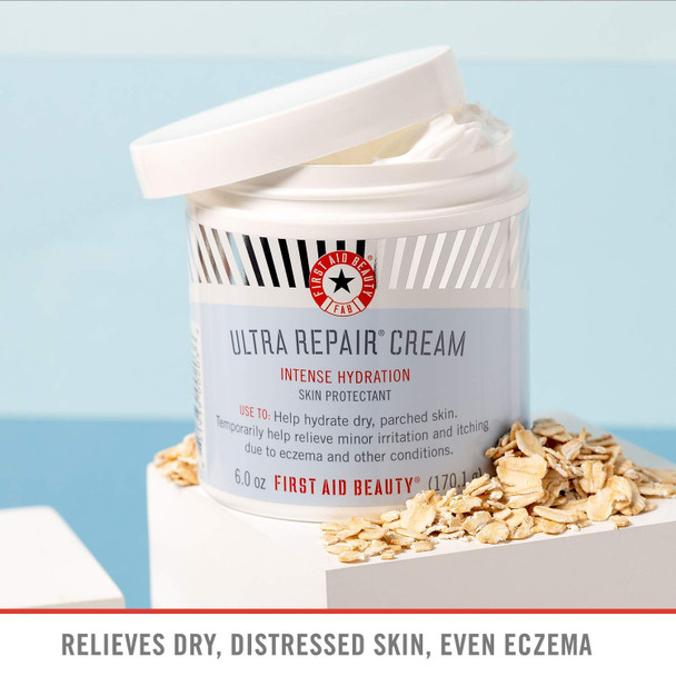 First Aid Beauty Bundle: Ultra Repair Cream Intense Hydration Moisturizer  6 oz.  and Deluxe Mini Pure Skin Face Cleanser  1 oz.