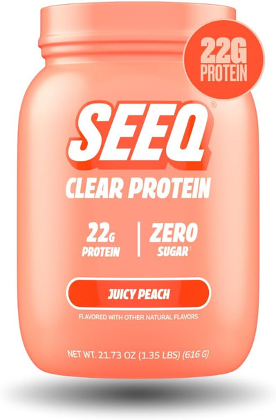 SEEQ Clear Protein Powder -  22 Servings - 22g Clear Whey Protein Isolate - Zero Sugar - 0g Lactose - Allergen Friendly - GLP1 Support - Bone Health - Muscle Post Workout Recovery
